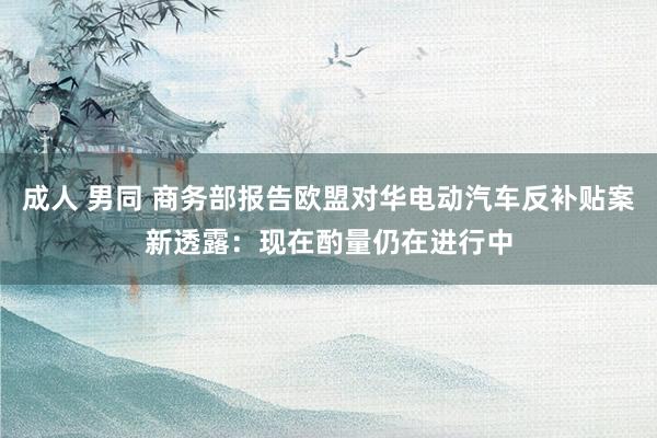 成人 男同 商务部报告欧盟对华电动汽车反补贴案新透露：现在酌量仍在进行中
