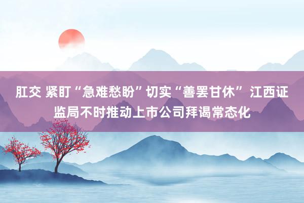 肛交 紧盯“急难愁盼”切实“善罢甘休” 江西证监局不时推动上市公司拜谒常态化